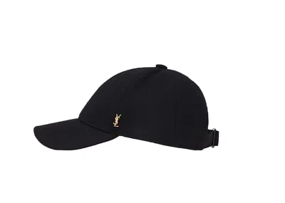Pre-owned Saint Laurent Women's  Baseball Cap Cassandre In Felt In Black