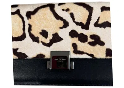 Pre-owned Saint Laurent Women's  Bellechasse Medium Bag In Black/leopard Print
