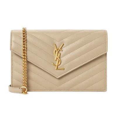 Pre-owned Saint Laurent Women's  Cassandra Chain Shoulder Bag In Beige In Sand