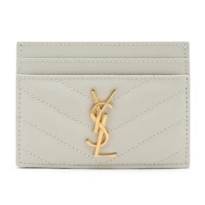 Pre-owned Saint Laurent Women's  Cassandra Matelasse Card Holder In Ivory In White