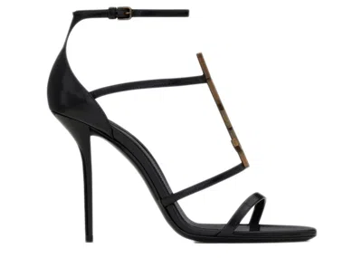 Pre-owned Saint Laurent Women's  Cassandra Sandal Heels Leather Sneakers In Black