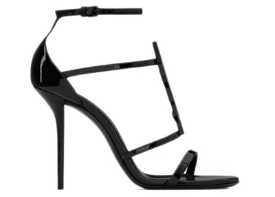 Pre-owned Saint Laurent Women's  Cassandra Sandal Heels Patent Leather Sneakers In Black