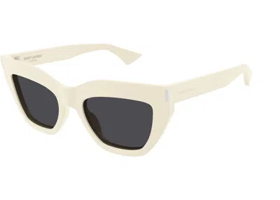 Pre-owned Saint Laurent Women's  Cat Eye Sunglasses 004) In Ivory/black (sl/759