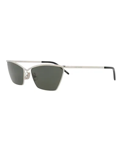 Pre-owned Saint Laurent Women's  Cat Eye Sunglasses In Silver Silver Grey (sl637/30014745/002)