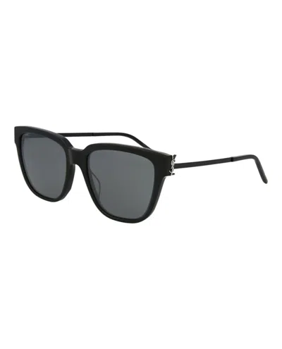 Pre-owned Saint Laurent Women's  Cat Eye Sunglasses/30007876003) In Black/silver (slm48s