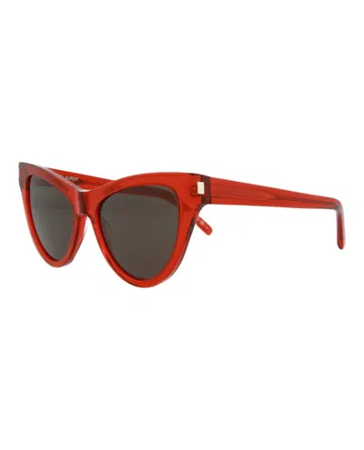 Pre-owned Saint Laurent Women's  Cat Eye Sunglasses/30010666005) In Red/black (sl425
