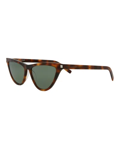 Pre-owned Saint Laurent Women's  Cat Eye Sunglasses/30013720002) In Havana/green (sl550slim