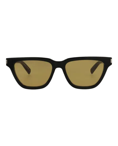 Pre-owned Saint Laurent Women's  Cat Eyeframe Acetate Sunglasses In Black Black Yellow (sl462sulpi/30011402/009