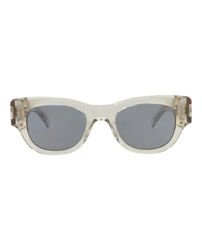 Pre-owned Saint Laurent Women's  Cat Eyeframe Recycled Acetate Sunglasses In Beige Beige Silver (sl573/30014070