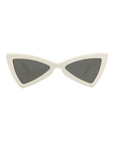 Pre-owned Saint Laurent Women's  Cat Eyeframe Recycled Acetate Sunglasses In White White Grey (sl207jerry/30002
