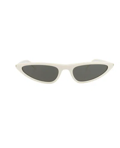 Pre-owned Saint Laurent Women's  Cat Eyeframe Recycled Acetate Sunglasses In White White Grey (sl703/30015705/0