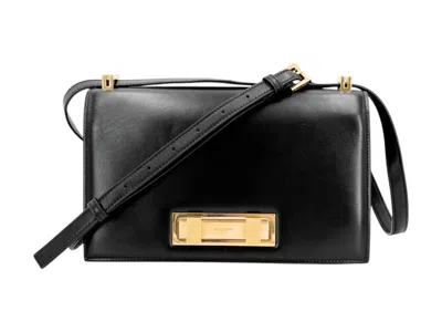 Pre-owned Saint Laurent Women's  Domino Medium Ultra Calfskin Bag In Soft Black