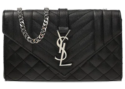Pre-owned Saint Laurent Women's  Envelope Quilted Shoulder Bag In Black