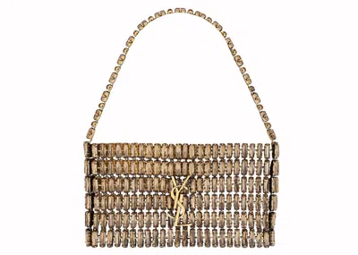 Pre-owned Saint Laurent Women's  Evening Bag In Crystals In Walnut/ebony