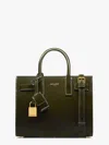 Saint Laurent Sac De Jour Nano Patent Leather Handbag With Metal Padlock In Green