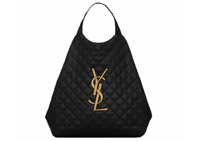 Pre-owned Saint Laurent Women's  Icare Maxi Shopping Bag Quilted Lambskin In Black