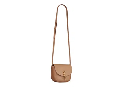Pre-owned Saint Laurent Women's  Kaia Satchel Small In Smooth Vintage Leather In Brown/gold