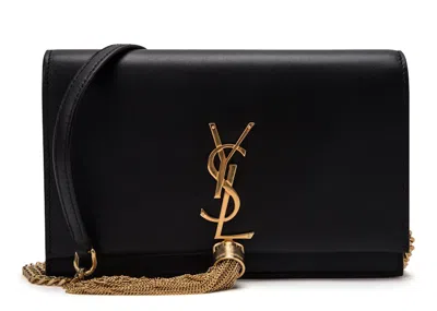 Pre-owned Saint Laurent Women's  Kate Wallet On Chain Tassel In Black