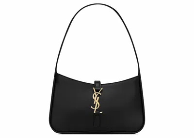 Pre-owned Saint Laurent Women's  Le 5 A 7 Mini Hobo Bag In Smooth Leather In Noir