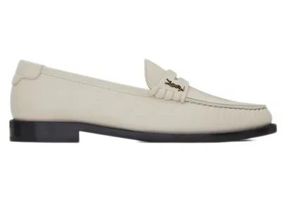 Pre-owned Saint Laurent Women's  Le Loafer Penny Slippers Sneakers In Pearl/black
