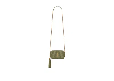 Pre-owned Saint Laurent Women's  Lou Mini Bag In Quilted Grain De Poudre Embossed In Light Sage