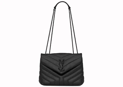 Pre-owned Saint Laurent Women's  Loulou Matelasse Calfskin Tone Small In Black