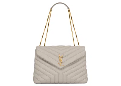 Pre-owned Saint Laurent Women's  Loulou Medium Chain Bag Matelasse Y In Blanc Vintage