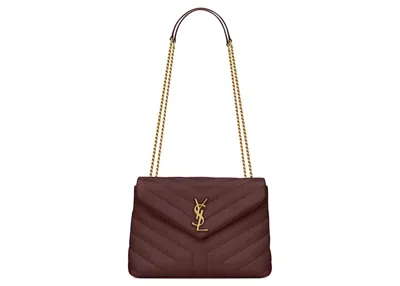Pre-owned Saint Laurent Women's  Loulou Medium Chain Bag Matelasse Y In Rouge Legion In Red