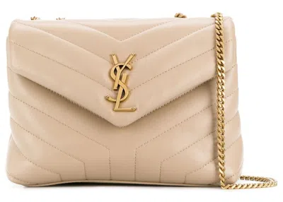 Pre-owned Saint Laurent Women's  Loulou Quilted Shoulder Bag In Beige