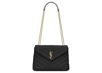 Pre-owned Saint Laurent Women's  Loulou Small Chain Bag Matelasse Y In Black/gold In Multi