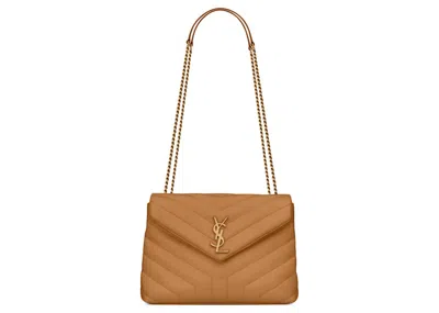 Pre-owned Saint Laurent Women's  Loulou Small Chain Bag Matelasse Y In Dark Natural