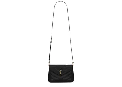 Pre-owned Saint Laurent Women's  Loulou Toy Bag Matelasse Leather Goldtone In Black