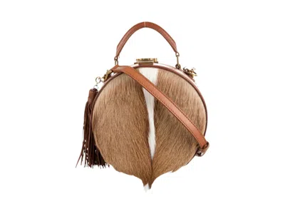 Pre-owned Saint Laurent Women's  Mica Small Hat Springbok Top Handle In Natural In Brown