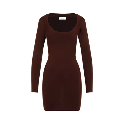 Saint Laurent Women  Mini Dress In Brown