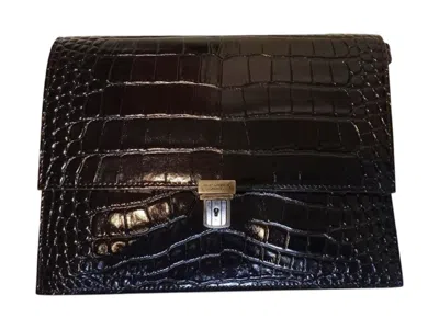 Pre-owned Saint Laurent Women's  Nan With Rem Small Vernice Cannetta Bag In Black