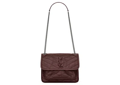 Pre-owned Saint Laurent Women's  Niki Baby Crinkled Vintage In Rouge Legion In Red