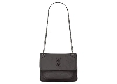 Pre-owned Saint Laurent Women's  Niki Baby Crinkled Vintage In Storm