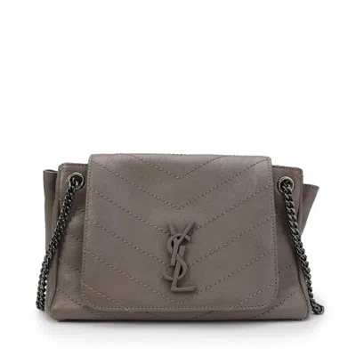 Pre-owned Saint Laurent Women's  Nolita Shoulder Bag Small In Gray