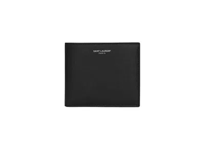 Pre-owned Saint Laurent Women's  Paris East/west Smooth Leather Wallet In Black