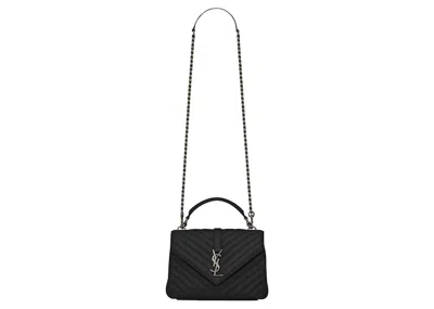 Pre-owned Saint Laurent Women's  Quilted College Shoulder Bag Medium In Black