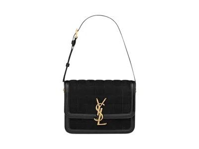 Pre-owned Saint Laurent Women's  Quilted Solferino Suede Small Bag In Black