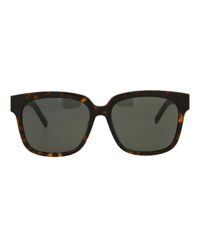 Pre-owned Saint Laurent Women's  Rectangleframe Acetate Sunglasses In Havana Havana Grey (slm40fn/30013808/004)