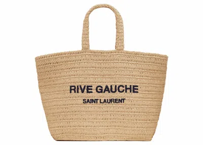 Pre-owned Saint Laurent Women's  Rive Gauche Supple Raffia Tote Bag In Natural