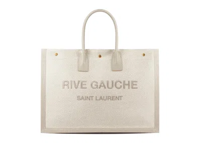 Pre-owned Saint Laurent Women's  Rive Gauche Tote Bag Small In Neutrals