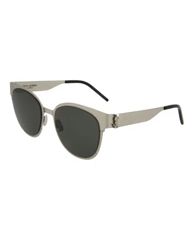 Pre-owned Saint Laurent Women's  Round Oval Sunglasses/30007184005) In Silver/grey (slm42