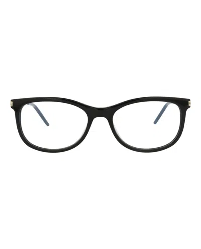 Pre-owned Saint Laurent Women's  Roundframe Acetate Optical Frames In Black Silver Transparent (sl513/30013056/