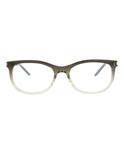 Pre-owned Saint Laurent Women's  Roundframe Acetate Optical Frames In Grey Silver Transparent (sl513/30013056/0