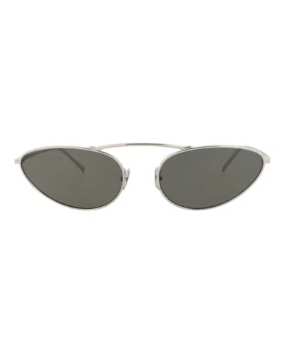 Pre-owned Saint Laurent Women's  Roundframe Metal Sunglasses/30013515002) In Silver/grey (sl538