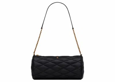 Pre-owned Saint Laurent Women's  Sade Tube Bag In Quilted Lambskin Small In Noir In Black