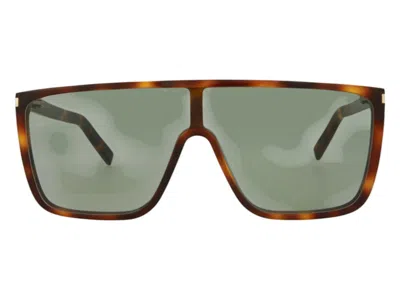 Pre-owned Saint Laurent Women's  Shieldframe Acetate Sunglasses00220357) In Havana/green (sl364maska/30008960